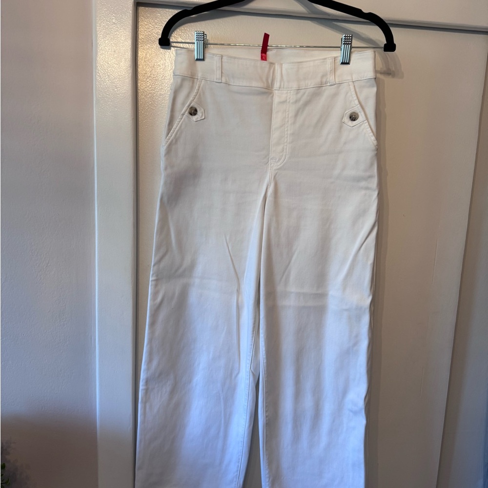 SPANX White Wide Leg Cropped Pants